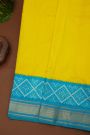 Pochampally Ikat Silk Yellow Saree With Floral Cross-Check Body