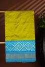 Pochampally Ikat Silk Lime Green Saree With Diamond Motif Border