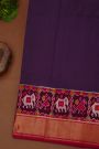 Pochampally Ikat Silk Violet Saree With Parrot And Elephant Butti Body