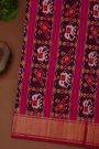 Pochampally Ikat Silk Violet Saree With Parrot And Elephant Butti Body