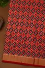 Pochampally Ikat Silk Off White Saree Red Ikat Motif Border And Zari Accent