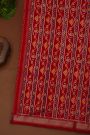 Ikat Silk Red Saree With Zig Zag Lines And Diamonds Border