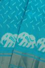 Pochampally Ikat Silk Sky Blue Saree With Diamonds In Zari Border