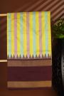 Ikat Silk Multi-Colour Saree With Temple Design In Body And Gap Border