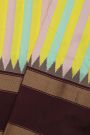 Ikat Silk Multi-Colour Saree With Temple Design In Body And Gap Border