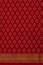 Ikat Silk Red Saree With Florals And Diamonds Border