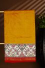 Ikat Silk Yellow Saree With Florals And Leaves With Diamonds Border