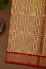 Ikat Silk Dual Colour Saree With Florals And Leaves In Cross Checks Body