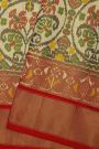 Ikat Silk Multi-Colour Saree With Florals And Kaddi Border