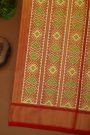 Ikat Silk Cream Saree With Florals And Kaddi Border