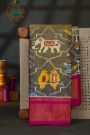 Pochampally Ikat Silk Grey Saree With Floral Butti Body