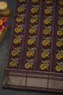 Pochampally Ikat Silk Dark Wine Saree With Floral And Leaf Body