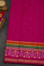 Pochampally Ikat Silk Rani Pink Saree With Floral And Leaf Jaal Border
