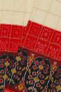 Ikat Silk Cream Saree With Florals And Diamonds In Checks Border