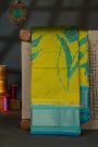 Pochampally Ikat Silk Mehendi Green Saree With Floral Body And Ikat Butti Pallu