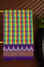 Ikat Silk Multi-Colour Saree With Diamonds And Zig-Zag Lines Border