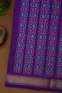Ikat Silk Multi-Colour Saree With Diamonds And Zig-Zag Lines Border