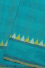 Ikat Silk Turquoise Blue Saree With Checks Body