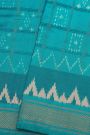Pochampally Ikat Silk Sky Blue Saree With Floral And Butti In Checks Body
