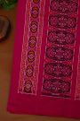 Ikat Silk Magenta Saree With Florals And Leaves Self Lines Border