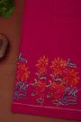 Ikat Silk Magenta Saree With Multicolor Floral Motif Border