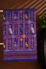 Ikat Silk Navy Blue Saree With Florals And Swans In Ikat Design Body