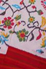 Ikat Silk Off White Saree With Florals And Leaves In Ikat Design Body