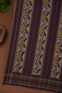 Ikat Silk Brown Saree With Florals And Birds In Ikat Design Body