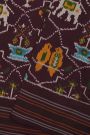 Ikat Silk Brown Saree With Florals And Birds In Ikat Design Body