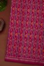 Ikat Silk Magenta Saree With Multicolor Floral Motif Border And Zari Stripes