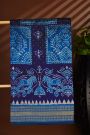 Ikat Silk Navy Blue Saree With Florals And Animals In Ikat Design Body
