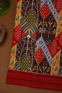 Ikat Silk Multi-Colour Saree With Florals And Diamonds In Ikat Design Body