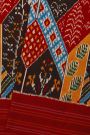 Ikat Silk Multi-Colour Saree With Florals And Diamonds In Ikat Design Body