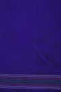 Ikat Silk Royal Blue Saree With Multicolor Floral Animal Motifs And Striped Border