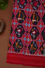 Ikat Silk Multi-Colour Saree With Florals And Swan Birds In Ikat Design Body