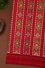 Ikat Silk Multi-Colour Saree With Florals And Swan Birds In Ikat Design Body