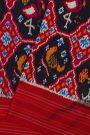 Ikat Silk Multi-Colour Saree With Florals And Swan Birds In Ikat Design Body
