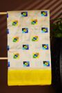 Ikat Silk Cream Saree With Florals In Boxes Body
