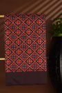 Ikat Silk Multi-Colour Saree With Geometric Diamond Pattern And Black Border