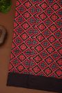 Ikat Silk Multi-Colour Saree With Geometric Diamond Pattern And Black Border