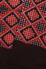 Ikat Silk Multi-Colour Saree With Geometric Diamond Pattern And Black Border