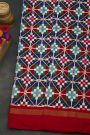 Ikat Silk Multi-Colour Saree With Geometric Diamond Motifs