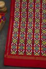 Ikat Silk Multi-Colour Saree With Geometric Diamond Motifs