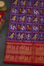 Ikat Silk Purple Saree With Royal Procession Scenes Border