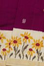 Ikat Silk Dark Purple Saree With Florals And Peacock Buttis Body