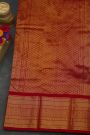 Pochampally Ikat Silk Red Saree With Floral And Bird Body