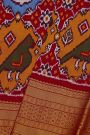 Pochampally Ikat Silk Red Saree With Floral And Bird Body