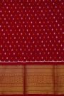 Pochampally Ikat Silk Red Saree With Floral And Bird Body