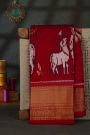 Pochampally Ikat Silk Maroon Saree With Florals And Cows Body
