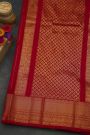 Pochampally Ikat Silk Maroon Saree With Florals And Cows Body